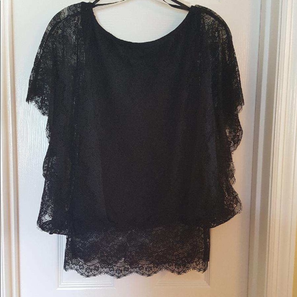 Black lace batwing tunic